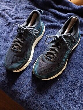 Hoka Men's Dark Blue and Teal Performance Running Shoes
